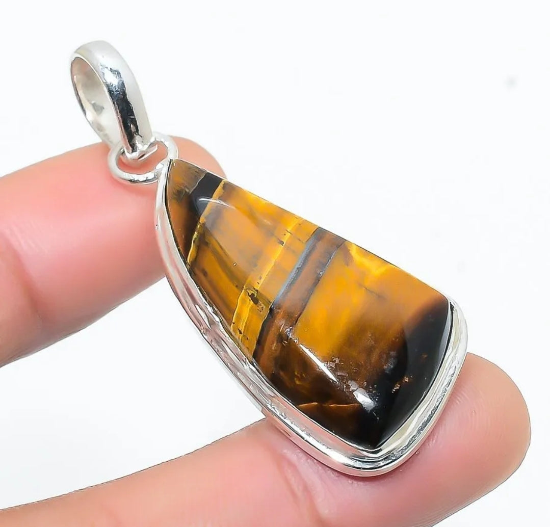 Tiger Eye 2" Pendant on Cord, Gift-Boxed