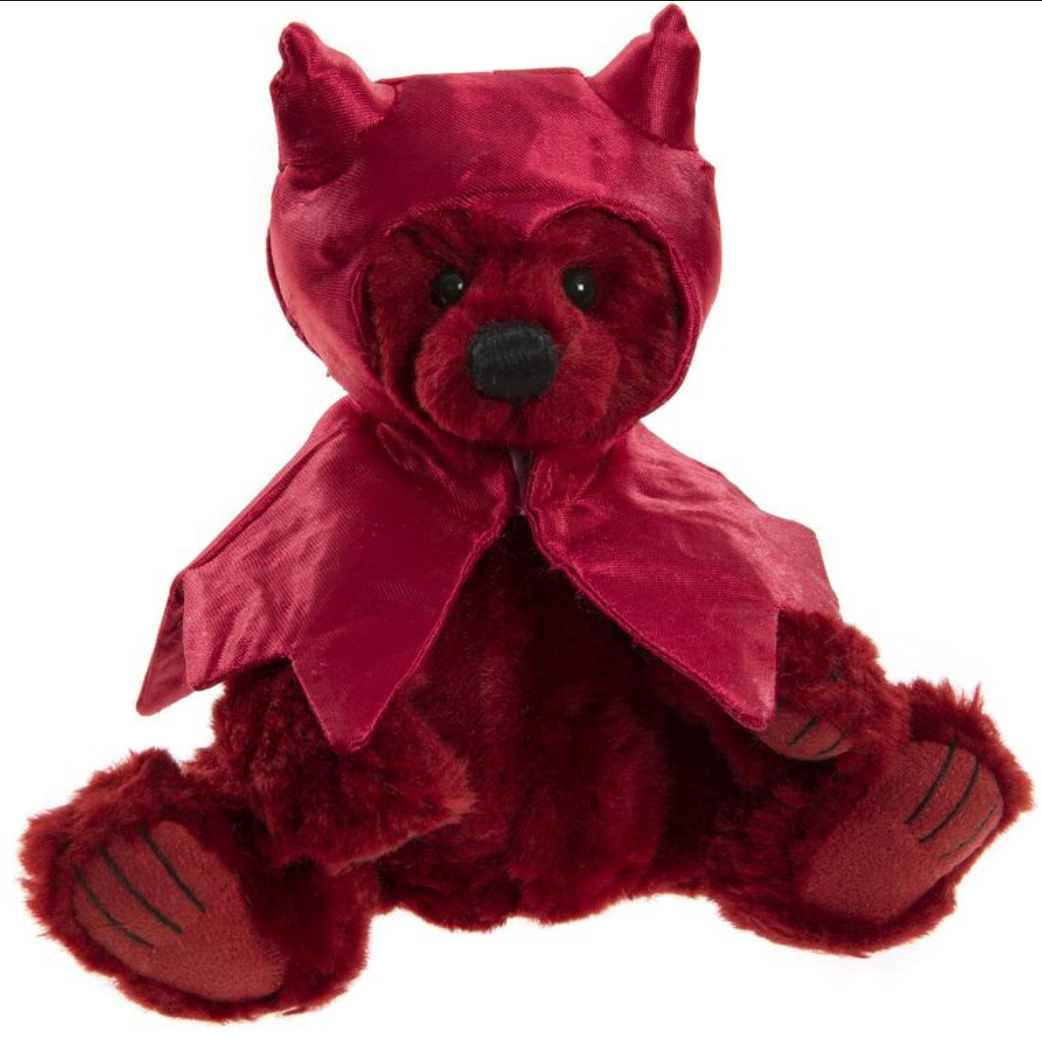 Impish 8" Red Plush Bear with Satin Devil with Removable Cape by Charlie Bears
