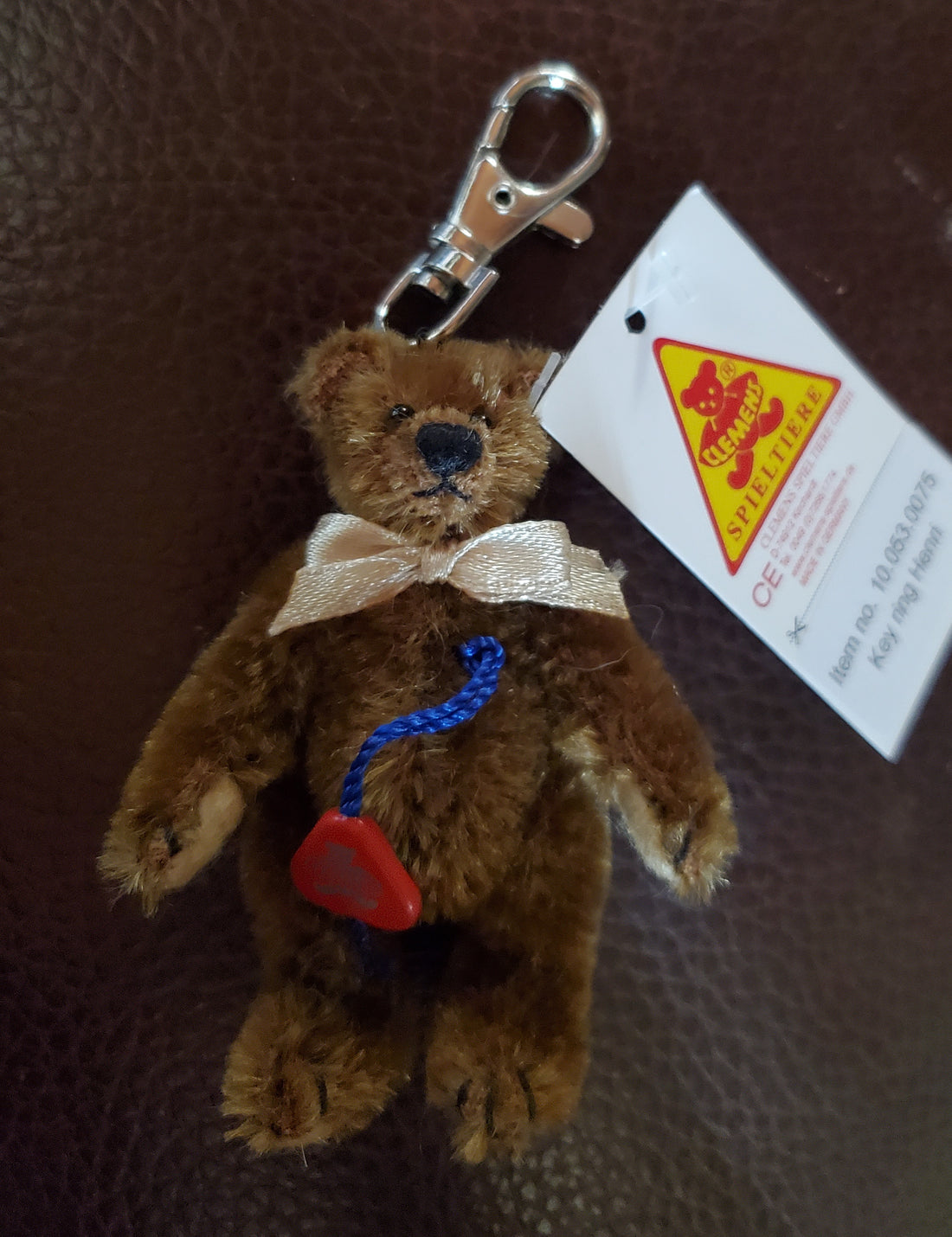 Henri - 2.25" Brown Mohair Bear Keyring - Jointed Limbs by Clemens Spieltere