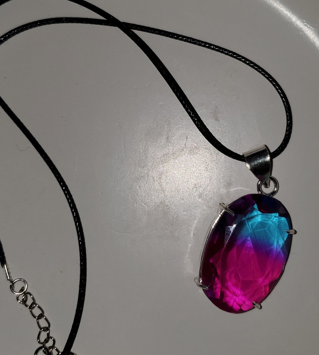 Blue and Pink Bi-Color Tourmaline 2" Pendant on Chain and Gift-Boxed