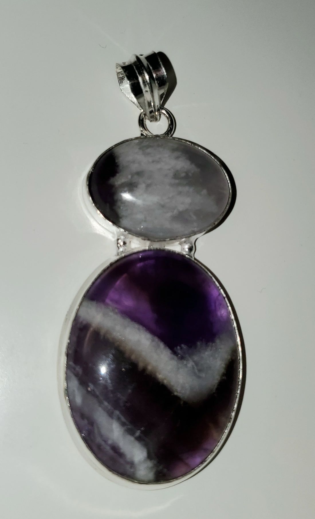 Chevron Amethyst 2" Pendant on cord and Gift-Boxed