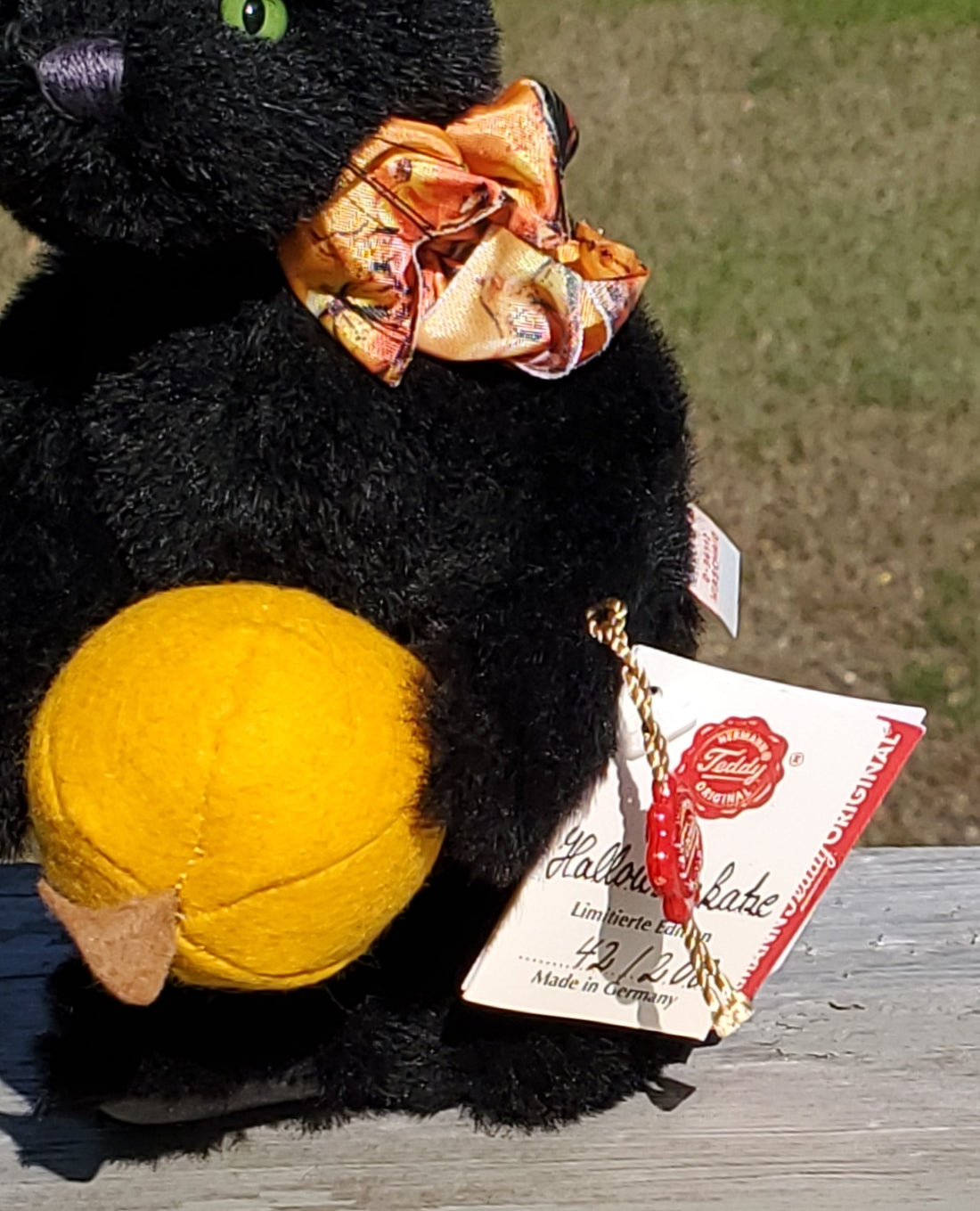Halloween Cat - 7.5" Black, Mohair Cat by Teddy Hermann - Only 200 made!