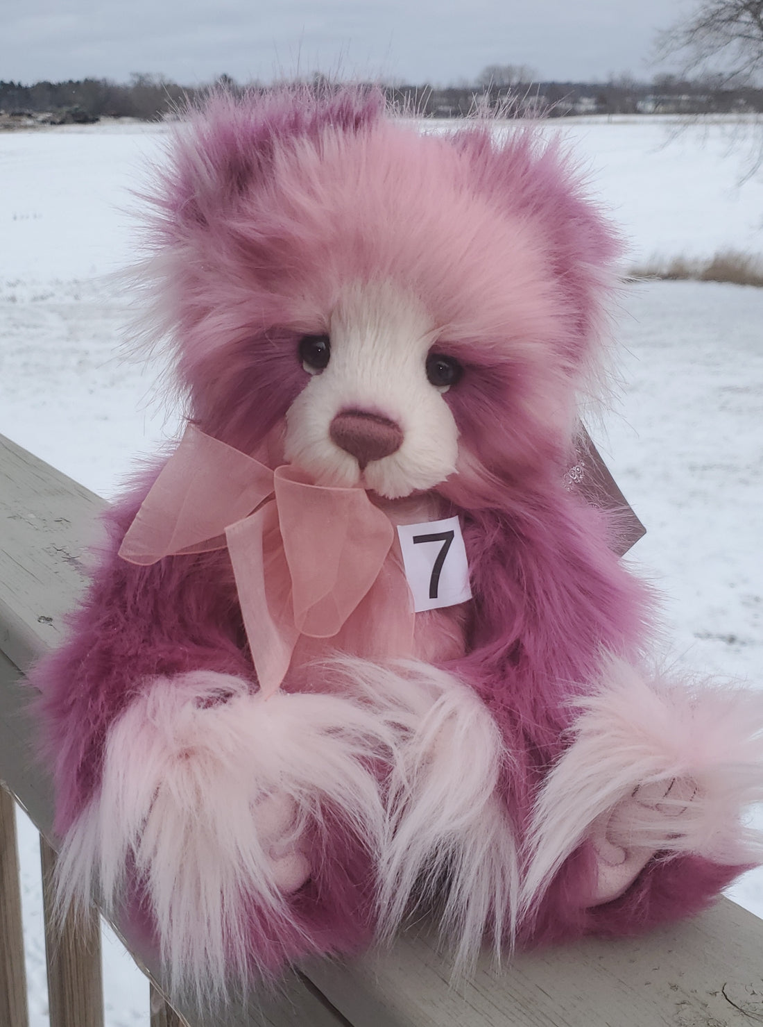 Rose Moon - 15" Fluffy, Pink and Rose Panda by Charlie Bears