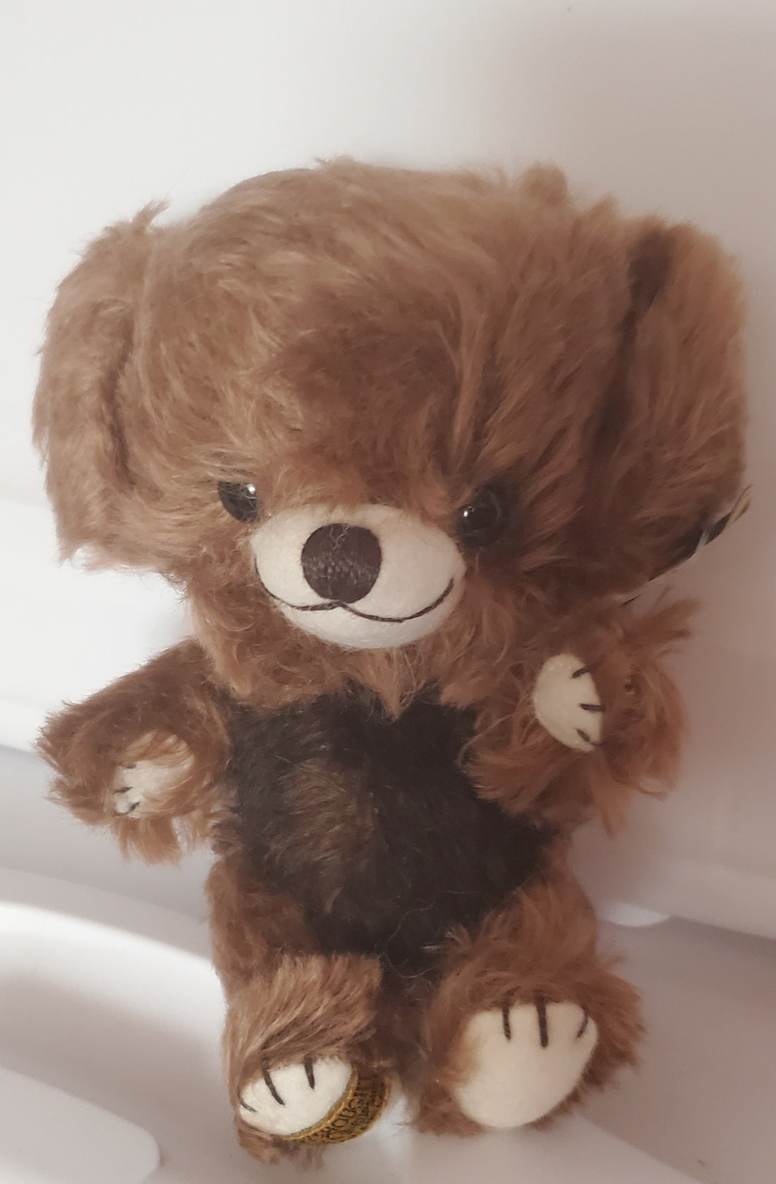Chocolate Macaron - 7"  Cheeky Mohair Bear (bells in ears) by Merrythought