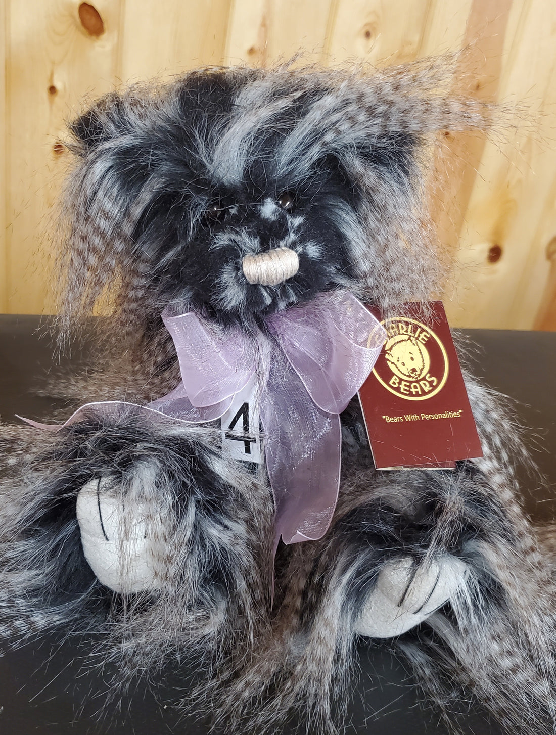 Chocolat -11" Black and Gret Long Haired Bear by Charlie Bears