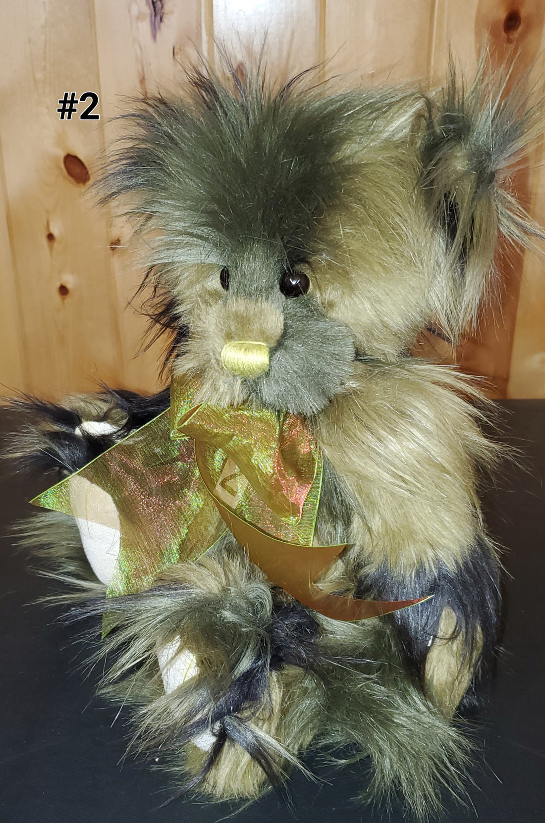 Moss - 16" Long-Haired Green, Black, Gold Plush by Charlie Bears