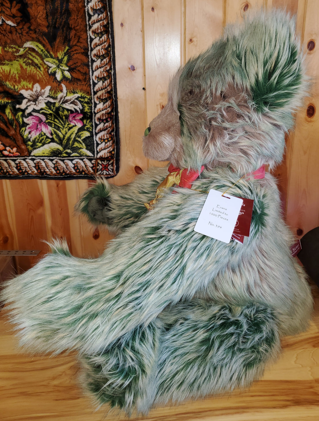 Evans - 30" Big Chunky Green and Grey Panda by Charlie Bears