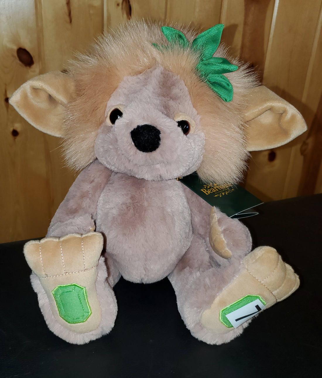 Emerald Lou- 9.5" Tan and Green Bearhouse Troll by Charlie Bears - Safe for 18 Months and Up!