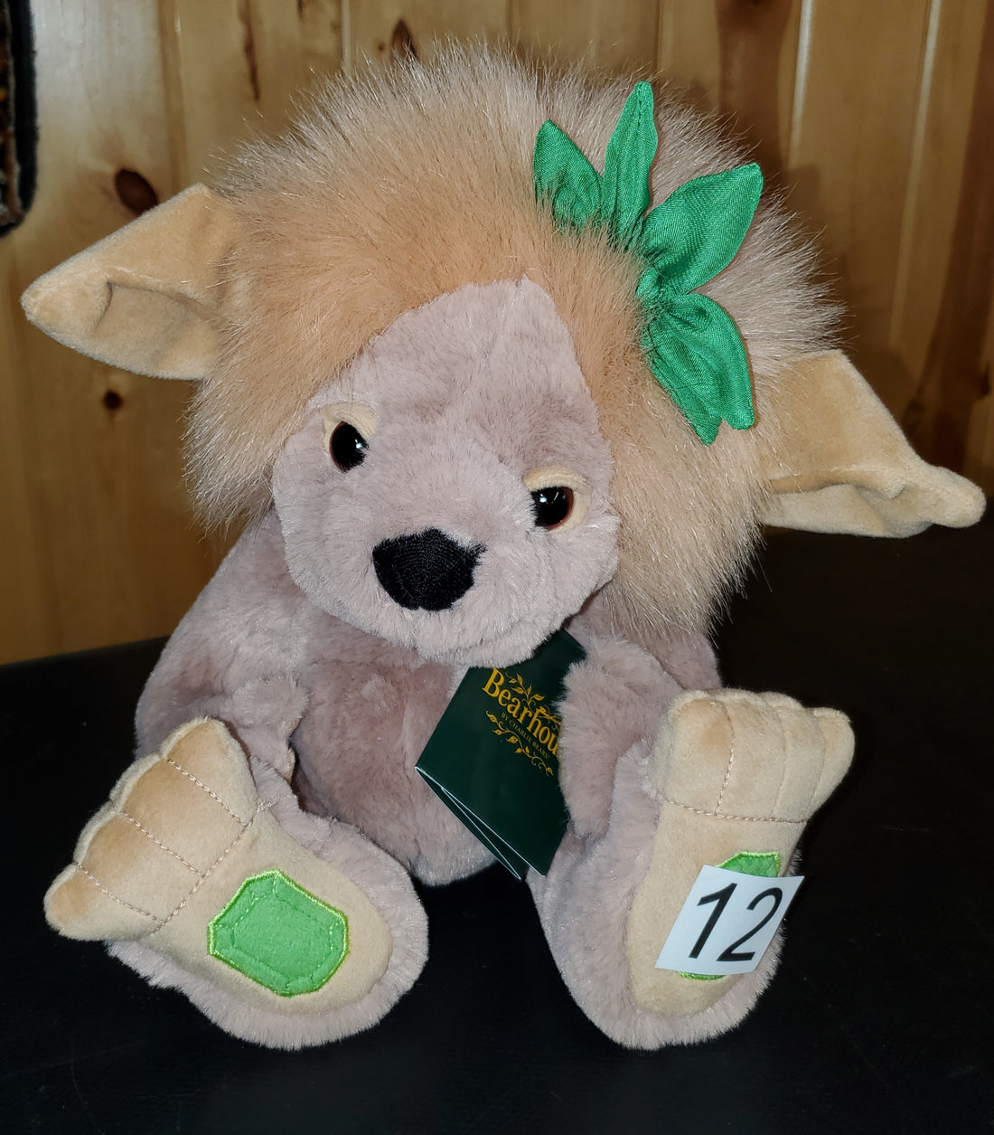 Emerald Lou- 9.5" Tan and Green Bearhouse Troll by Charlie Bears - Safe for 18 Months and Up!