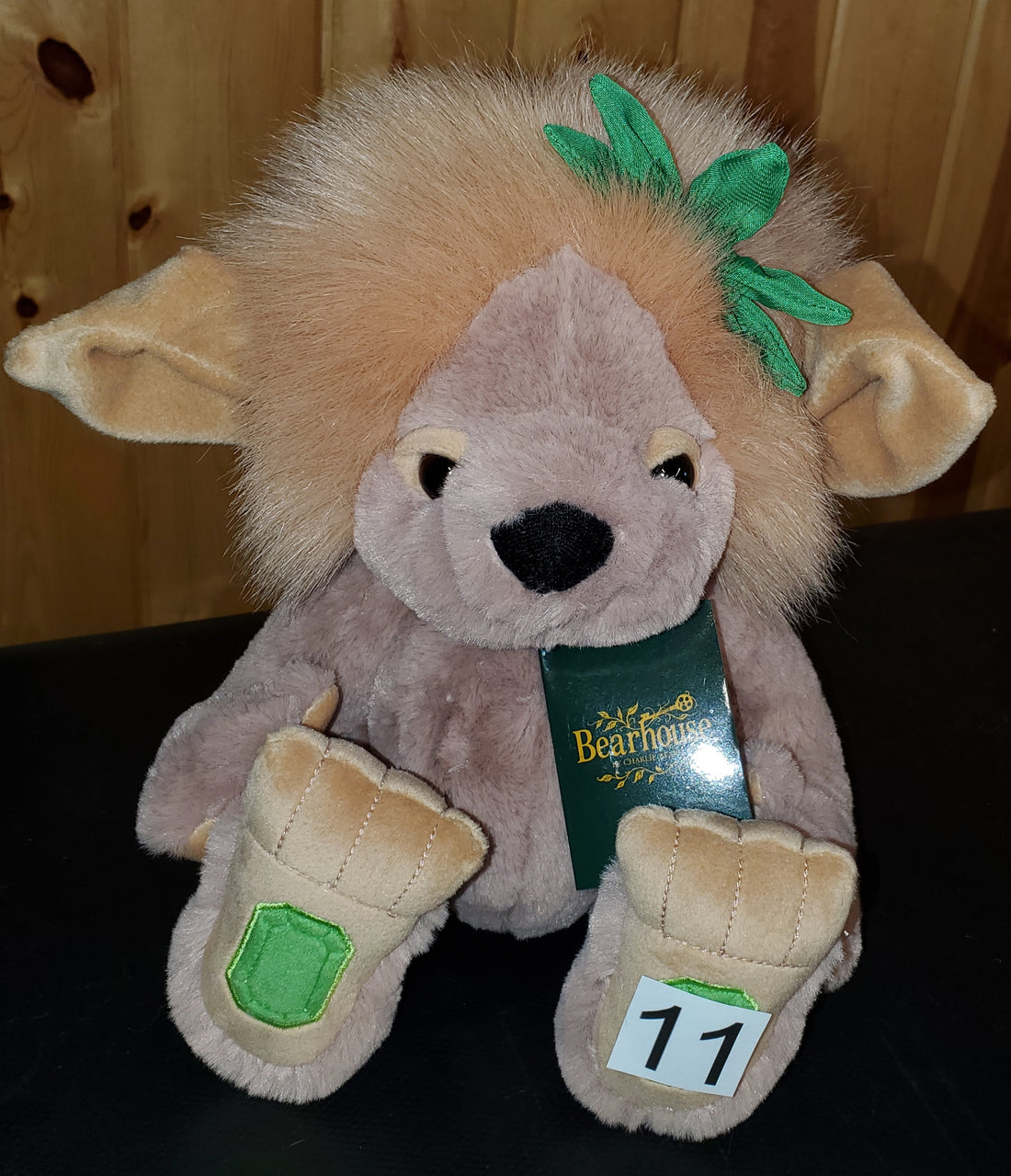 Emerald Lou- 9.5" Tan and Green Bearhouse Troll by Charlie Bears - Safe for 18 Months and Up!