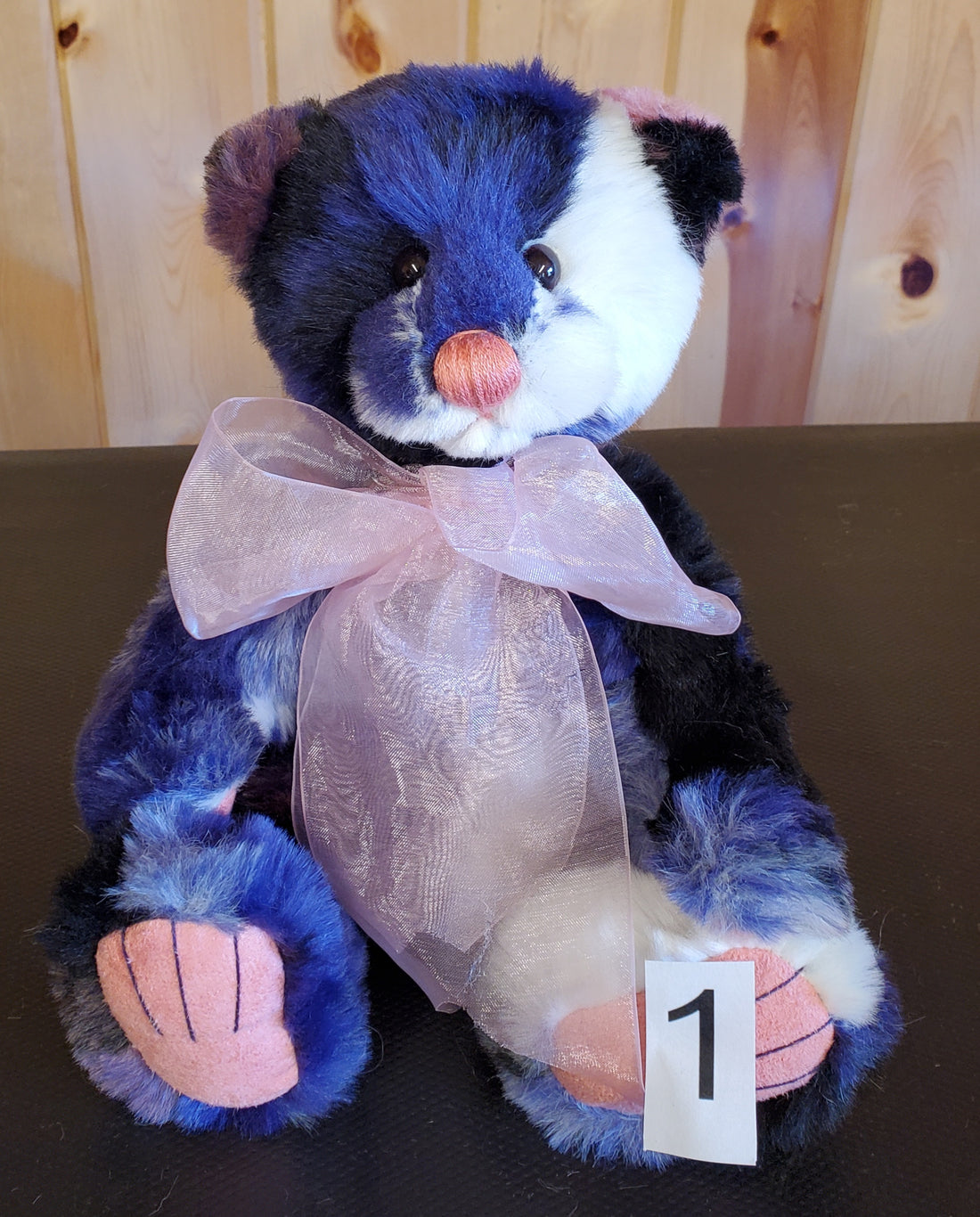 Zuri - 11" Bear w/ blue, black, cream, and pink - by Charlie Bears
