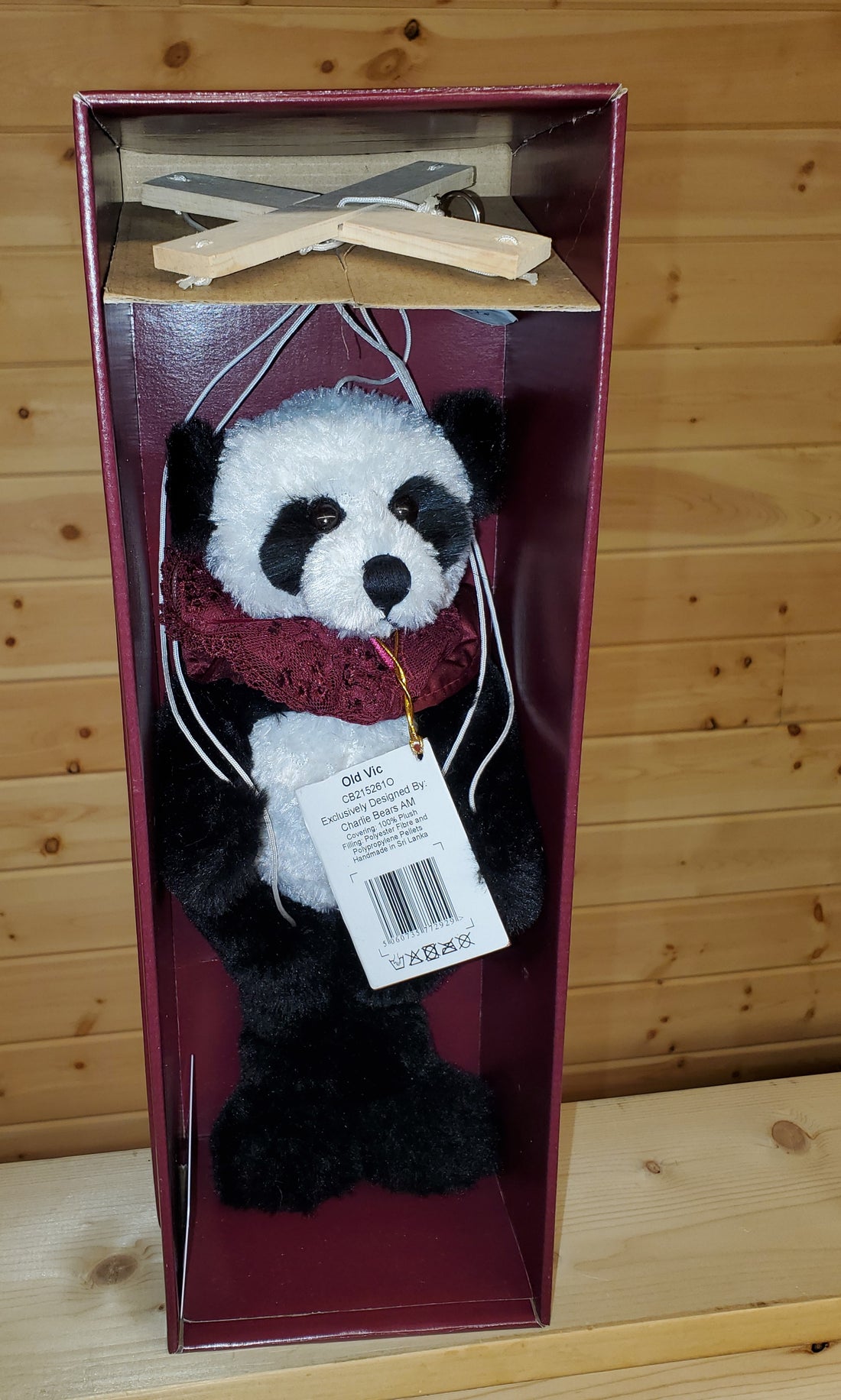 Old Vic - 14" Black and White Panda Bear Marionette by Charlie Bears