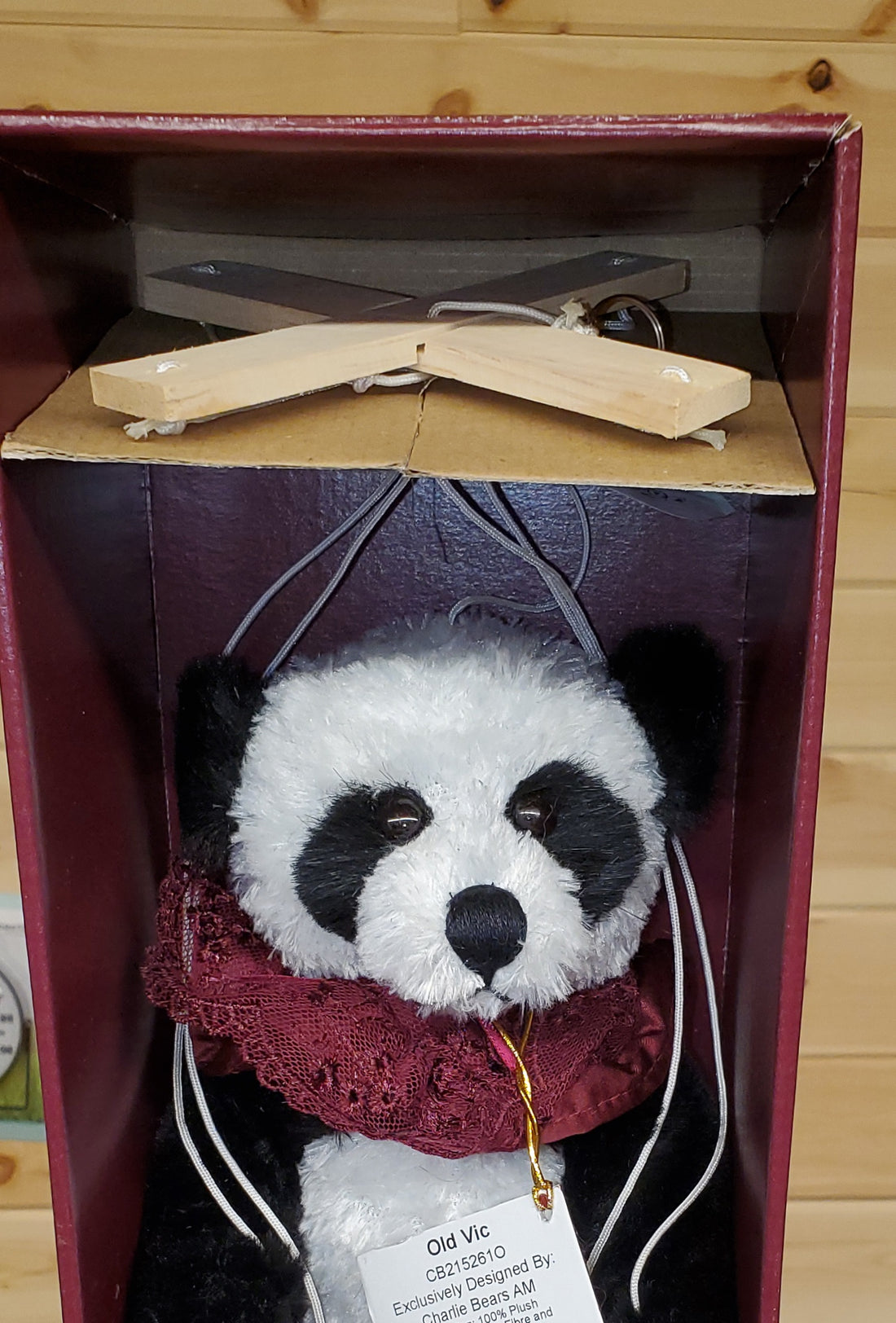 Old Vic - 14" Black and White Panda Bear Marionette by Charlie Bears