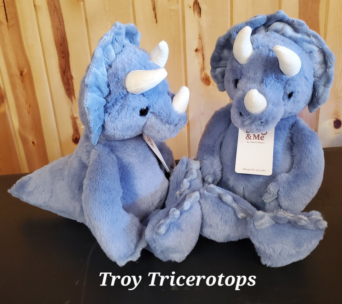 Troy Tricerotops - 15" Blue Bear & Me Plush by Charlie Bears - Safe from Birth!