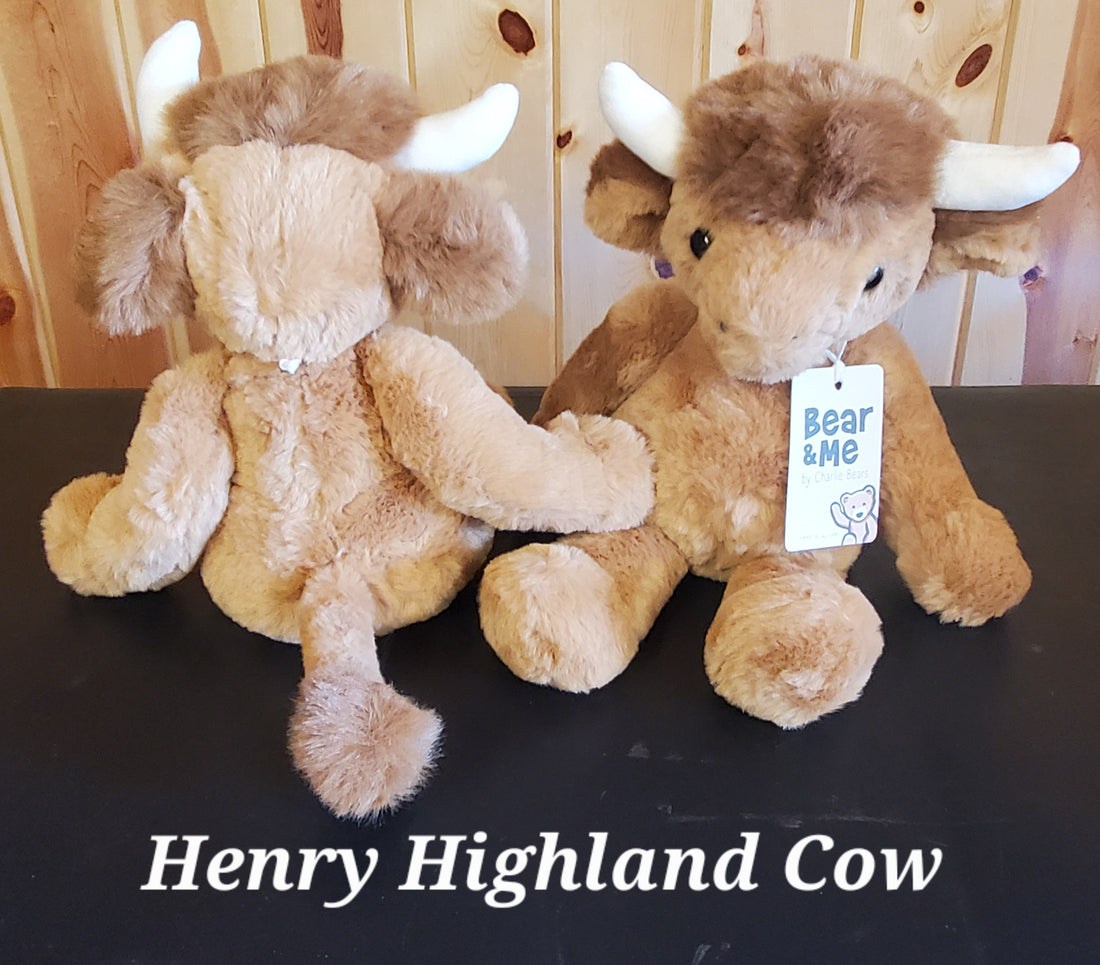 Henry Highland Cow - 11" Tan Bear & Me Plush by Charlie Bears - Safe from Birth!