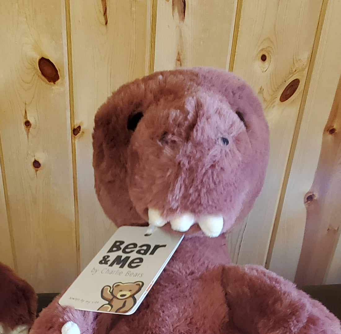 Tushy Peg T Rex - 12" Salmon Bear & Me Plush by Charlie Bears - Safe from Birth!