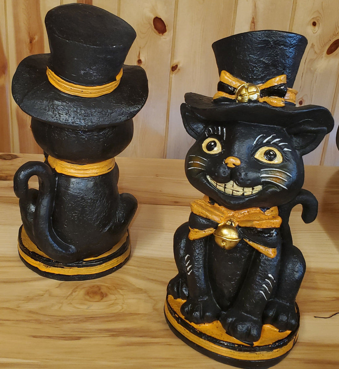 Vintage-Style - 10"  Black Halloween Cat Resin Figurine