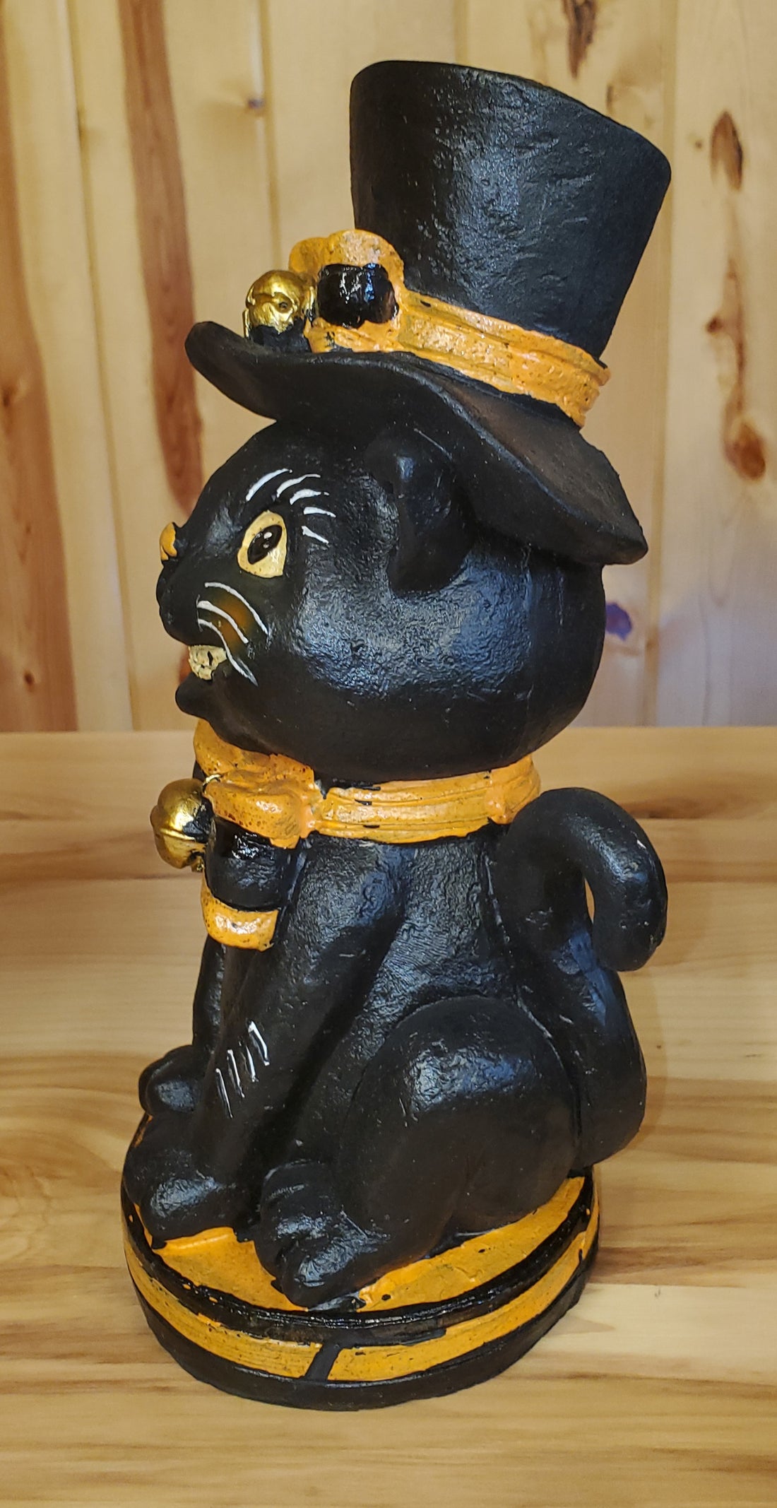 Vintage-Style - 10"  Black Halloween Cat Resin Figurine