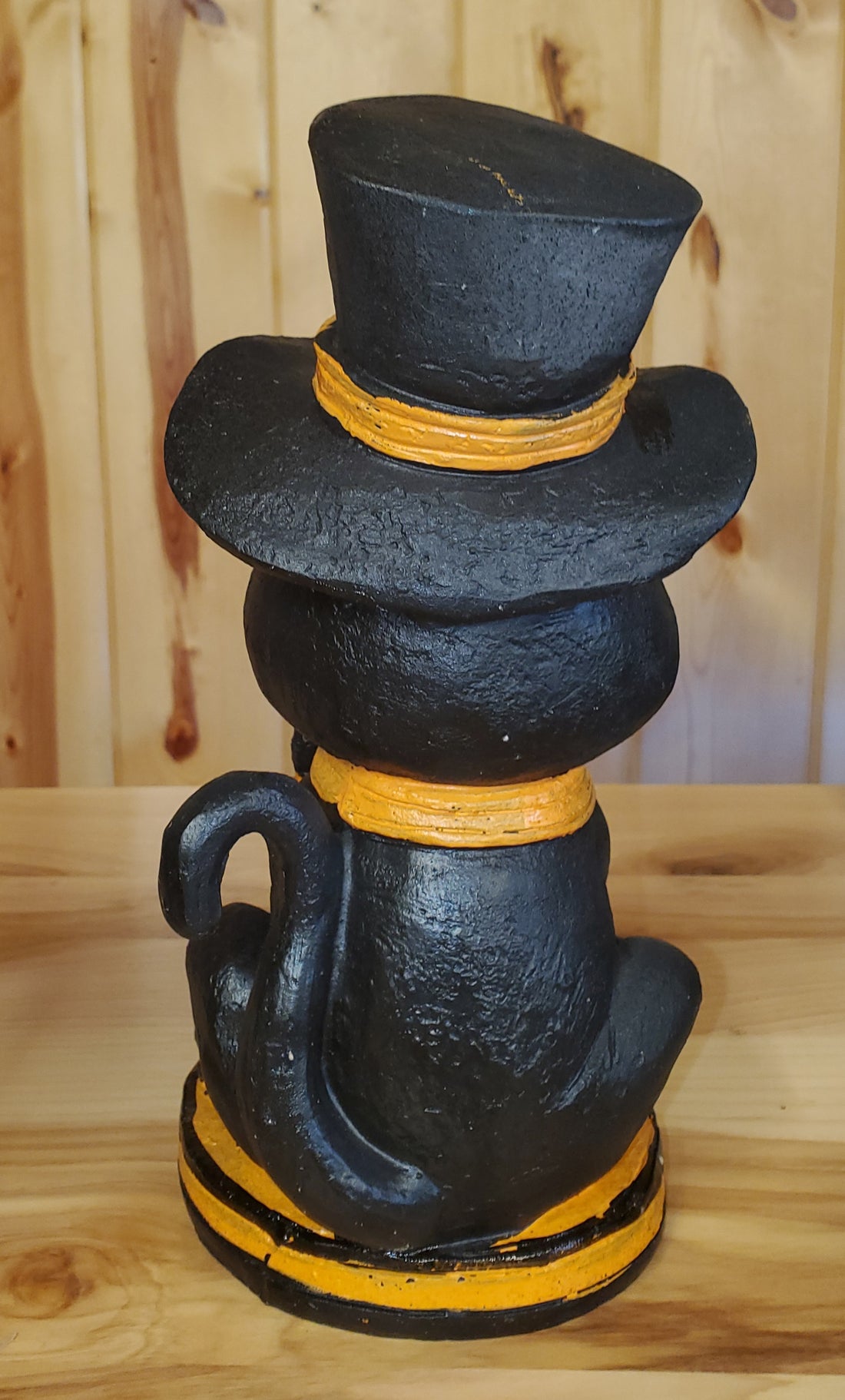 Vintage-Style - 10"  Black Halloween Cat Resin Figurine