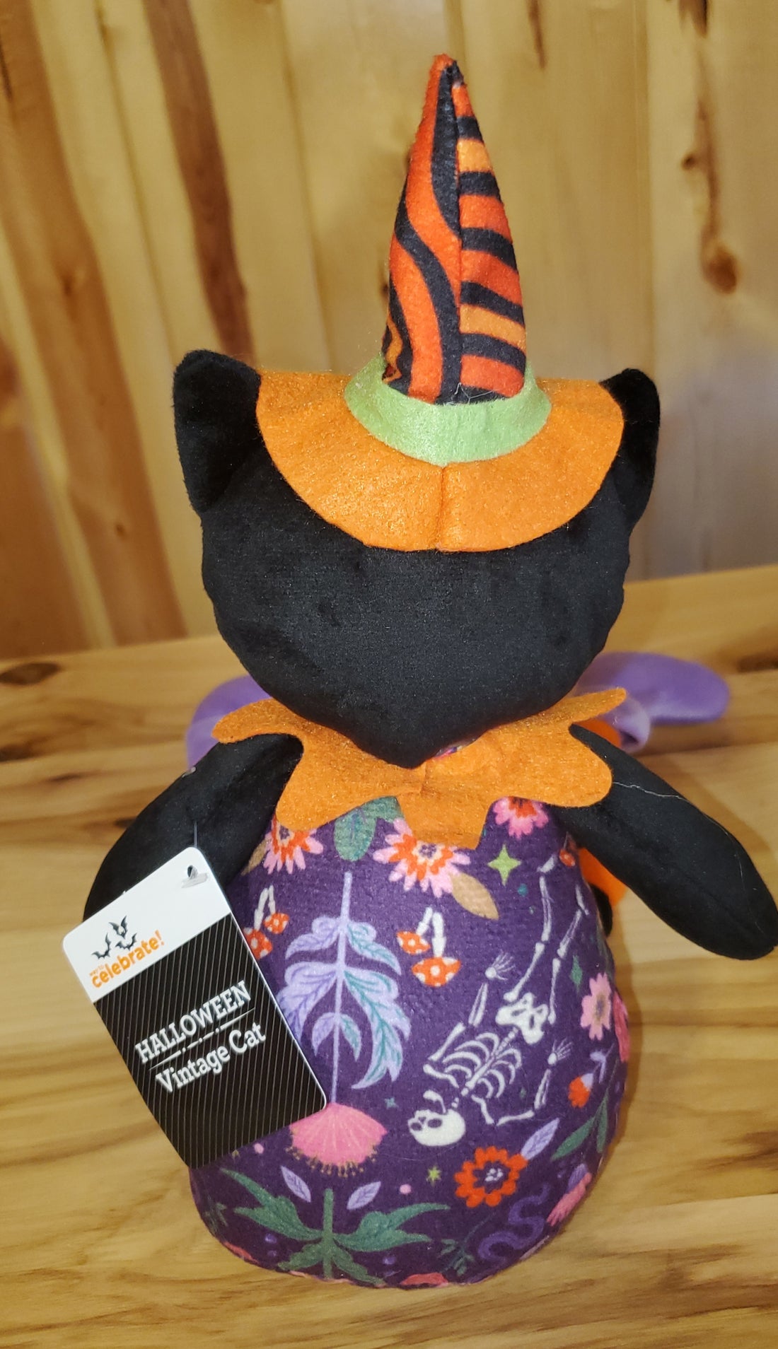 Halloween 17.5" Black Cat Plush w/Dangling Legs