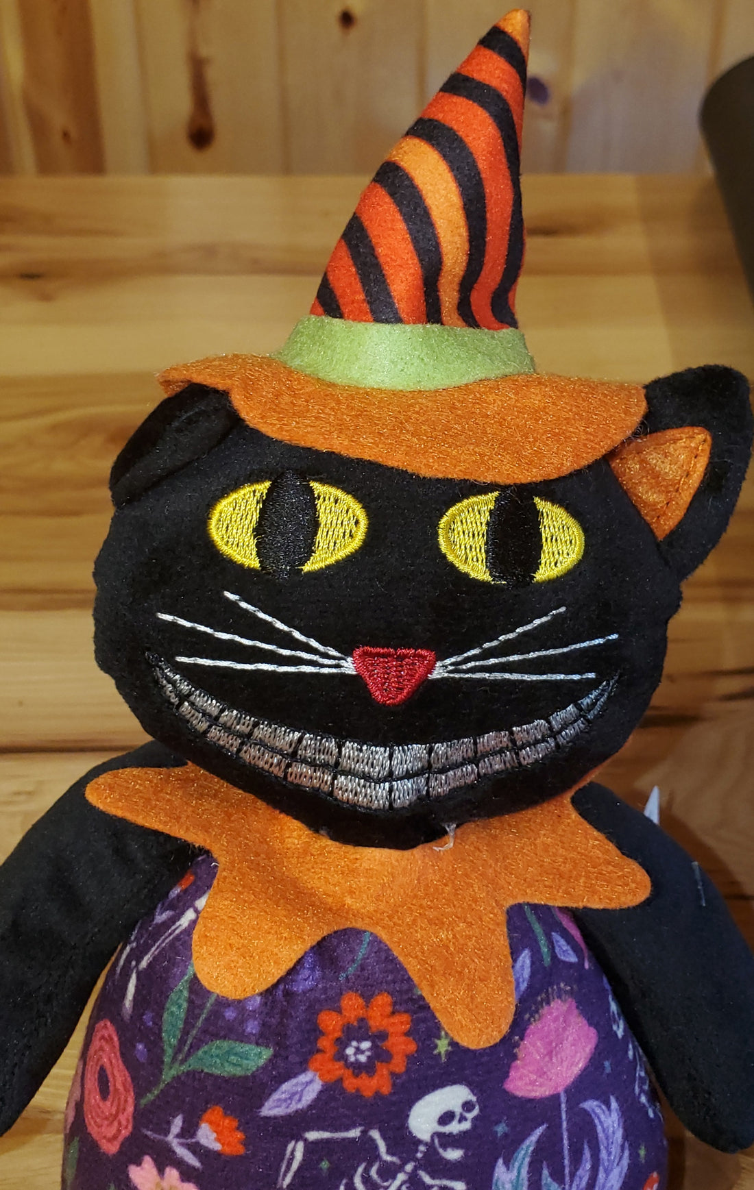 Halloween 17.5" Black Cat Plush w/Dangling Legs