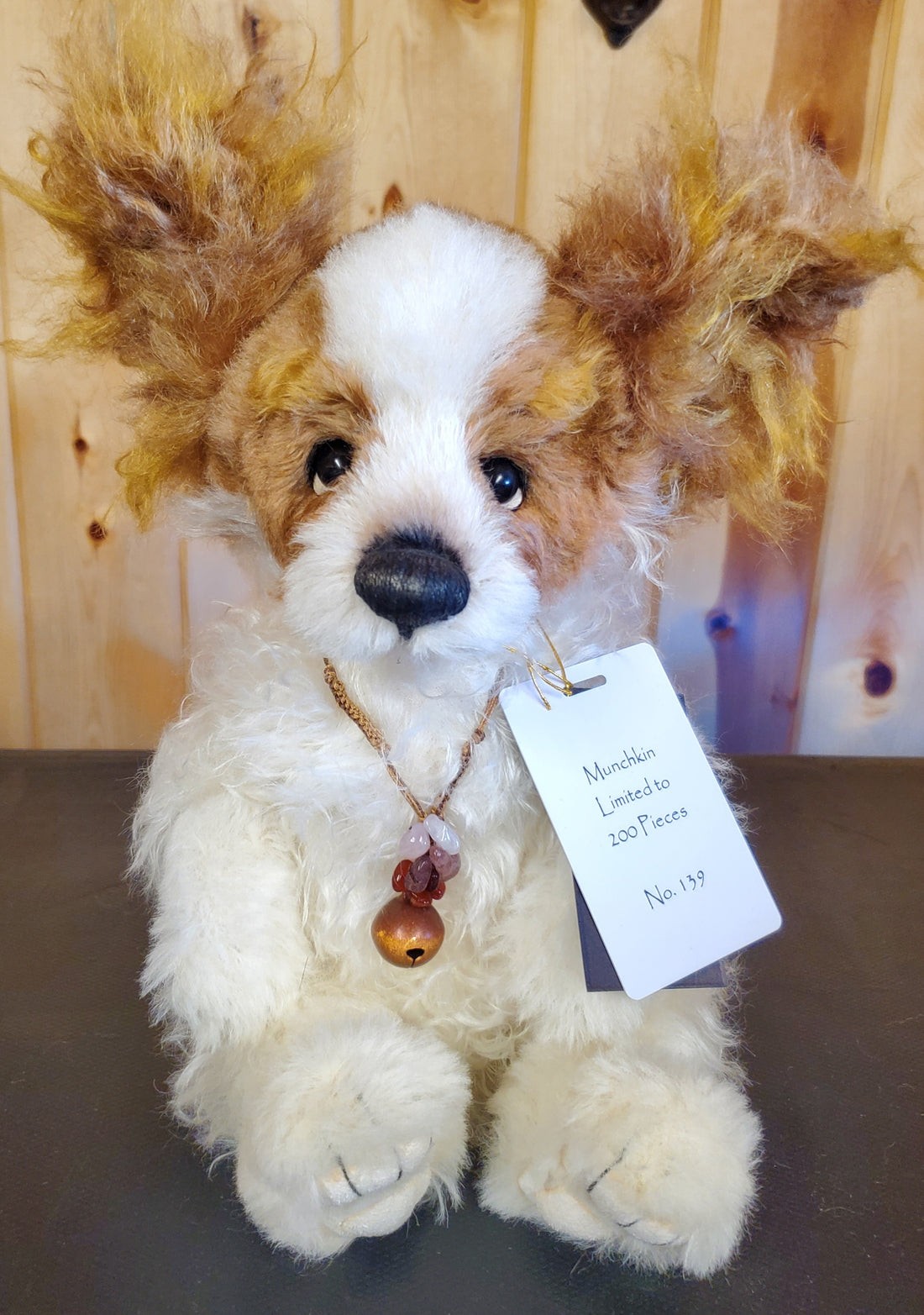 Munchkin - 14" Amber Brown and White Mohair and Alpaca Puppy Dog - Isabelle Collection -  Only 200 Made!