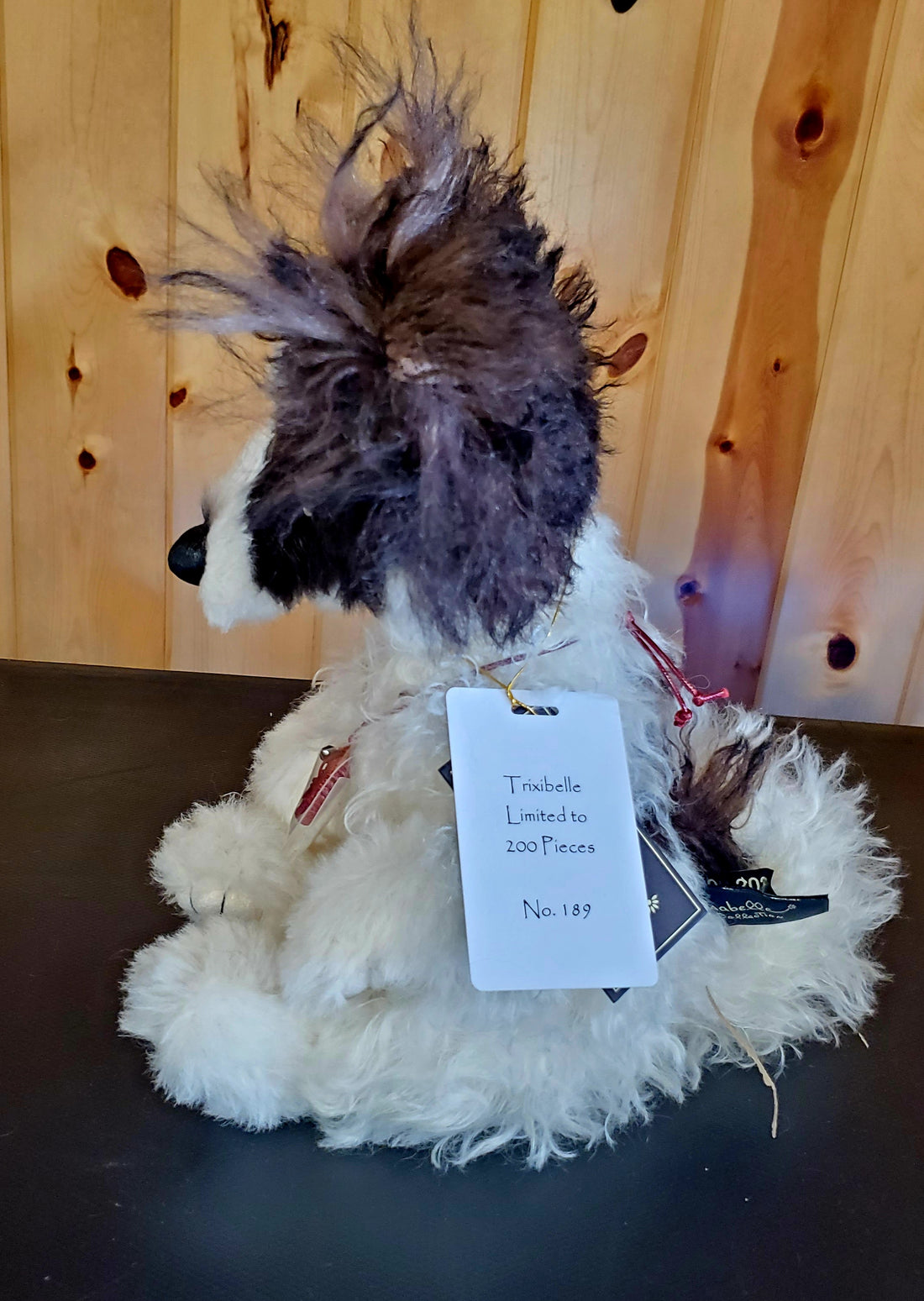 Trixibelle - 14" White and Brown Mohair and Alpaca Puppy Dog - Isabelle Collection by Charlie Bears - Only 200 Made