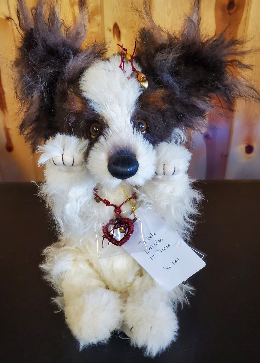 Trixibelle - 14" White and Brown Mohair and Alpaca Puppy Dog - Isabelle Collection by Charlie Bears - Only 200 Made