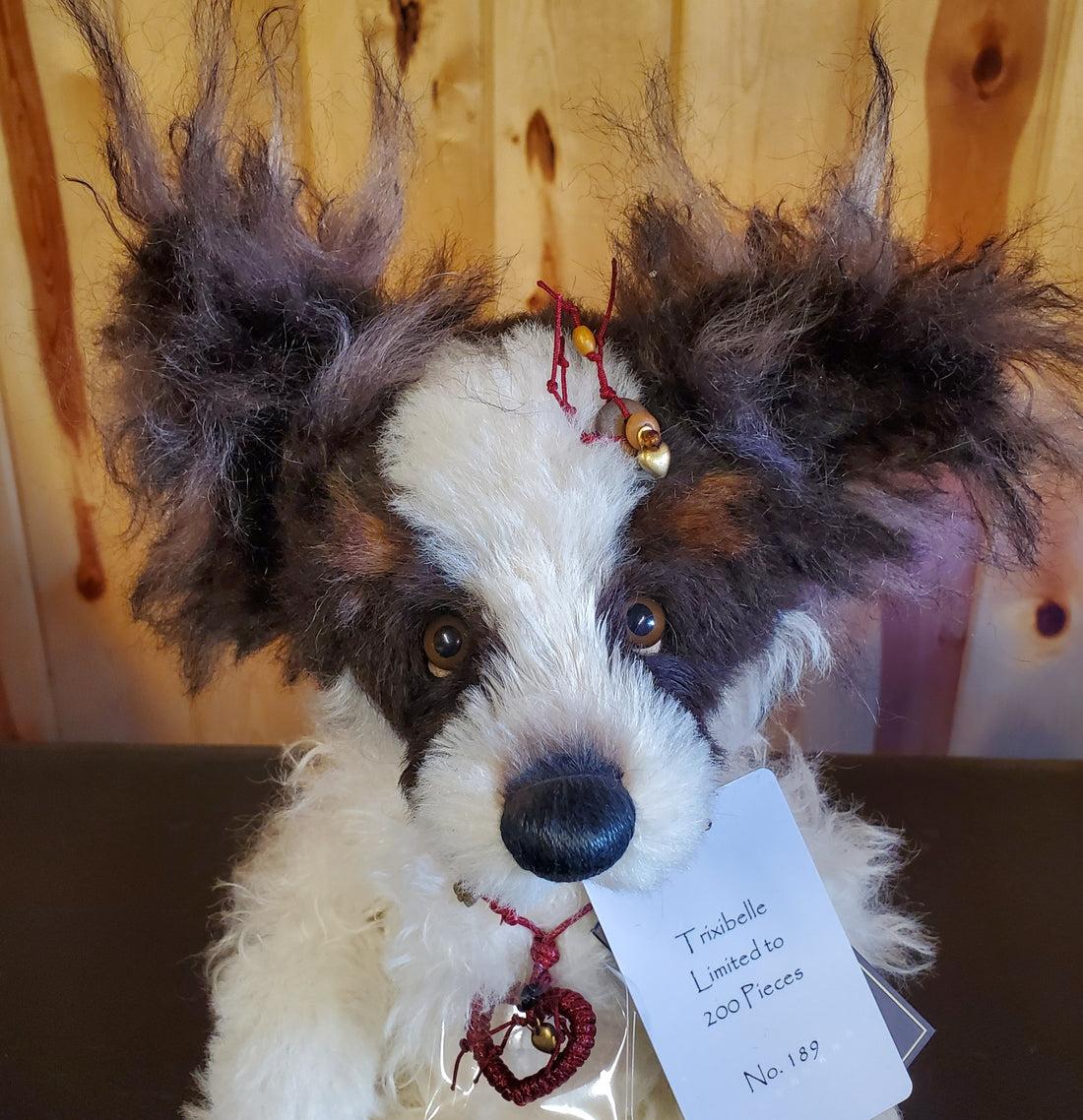 Trixibelle - 14" White and Brown Mohair and Alpaca Puppy Dog - Isabelle Collection by Charlie Bears - Only 200 Made