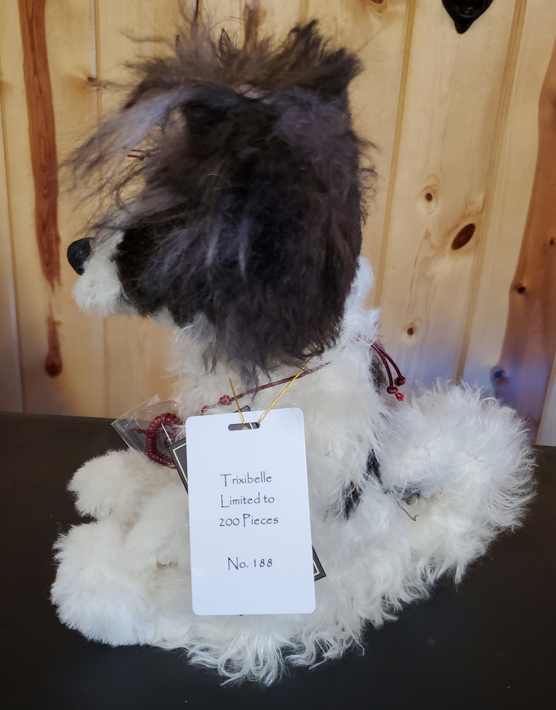Trixibelle - 14" White and Brown Mohair and Alpaca Puppy Dog - Isabelle Collection by Charlie Bears - Only 200 Made