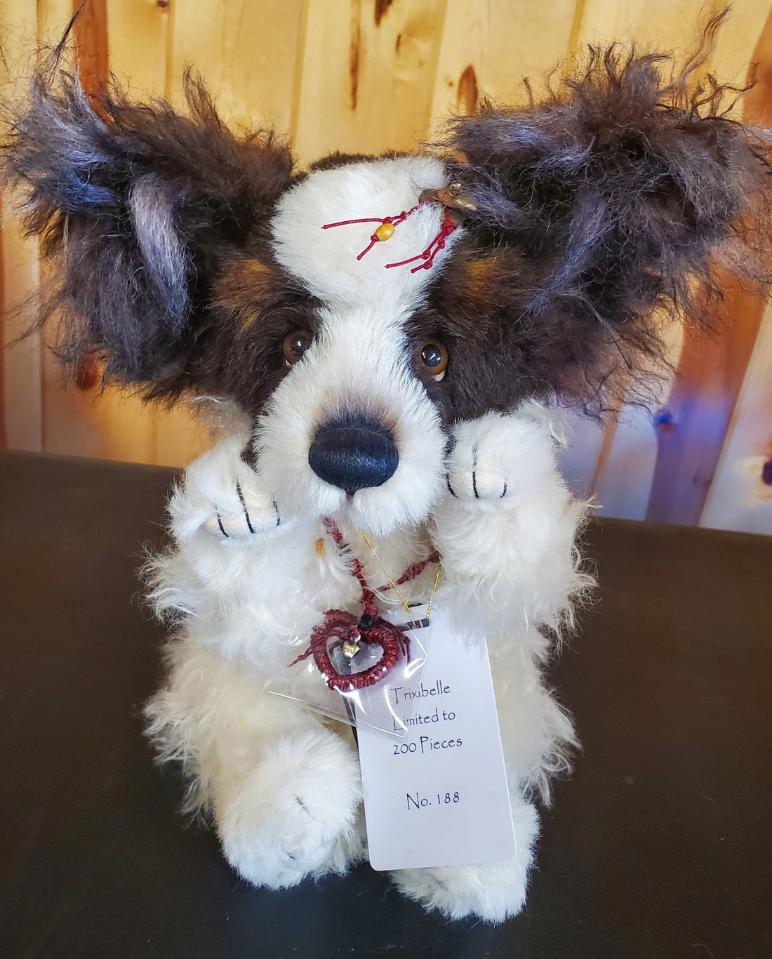 Trixibelle - 14" White and Brown Mohair and Alpaca Puppy Dog - Isabelle Collection by Charlie Bears - Only 200 Made