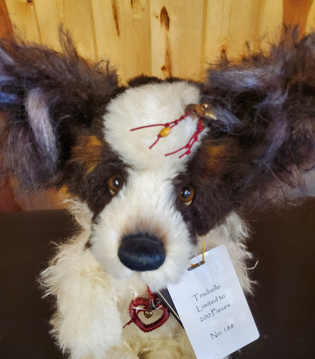Trixibelle - 14" White and Brown Mohair and Alpaca Puppy Dog - Isabelle Collection by Charlie Bears - Only 200 Made
