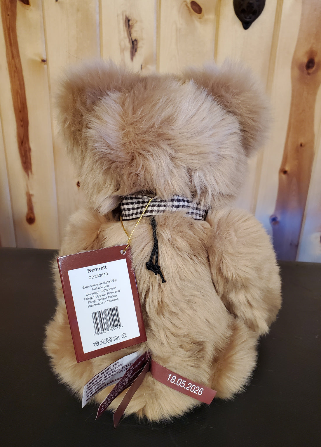 Bennett - 13 5" Plush Beige w/ Gingham Tie and Bell by Charlie Bears