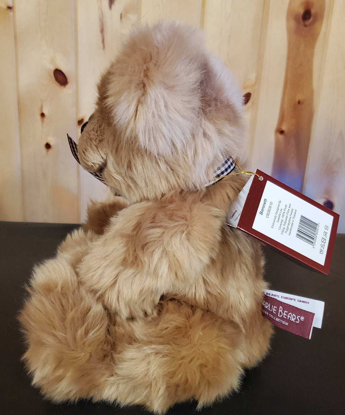 Bennett - 13 5" Plush Beige w/ Gingham Tie and Bell by Charlie Bears