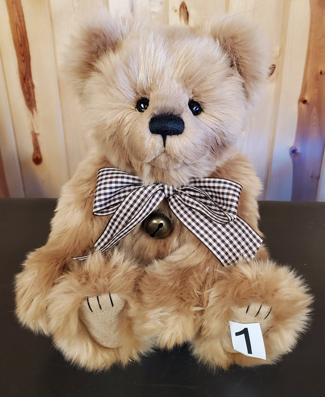Bennett - 13 5" Plush Beige w/ Gingham Tie and Bell by Charlie Bears