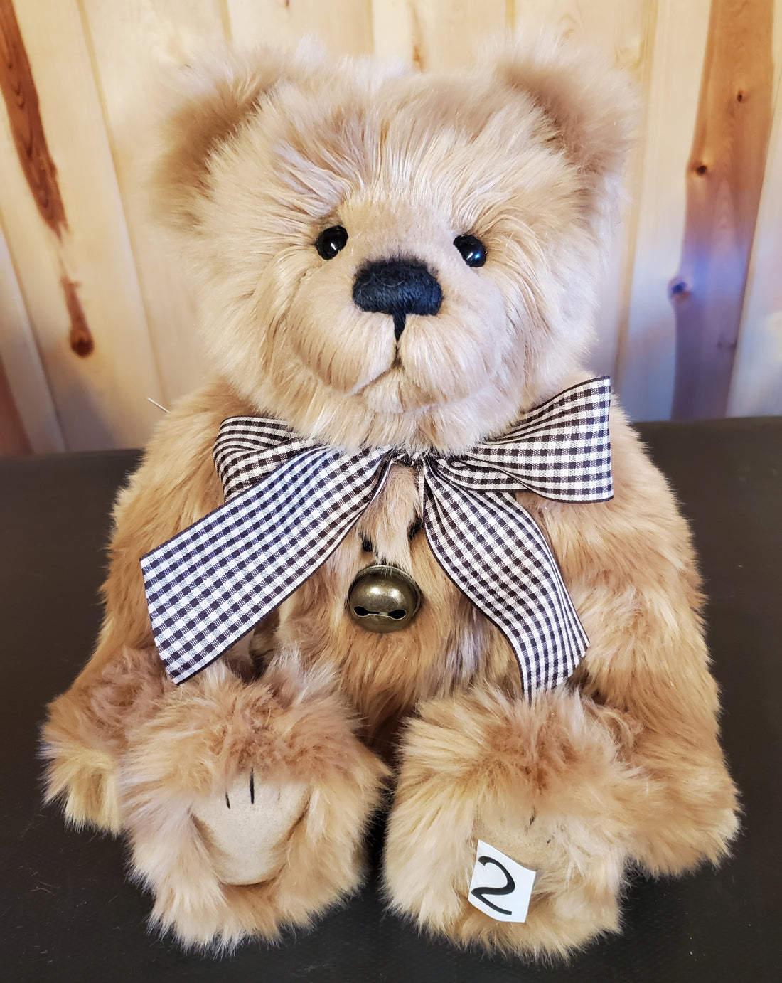 Bennett - 13 5" Plush Beige w/ Gingham Tie and Bell by Charlie Bears