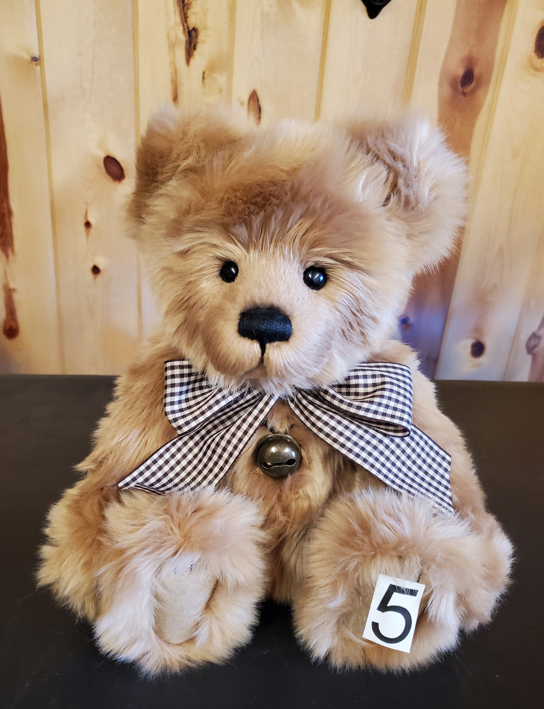 Bennett - 13 5" Plush Beige w/ Gingham Tie and Bell by Charlie Bears