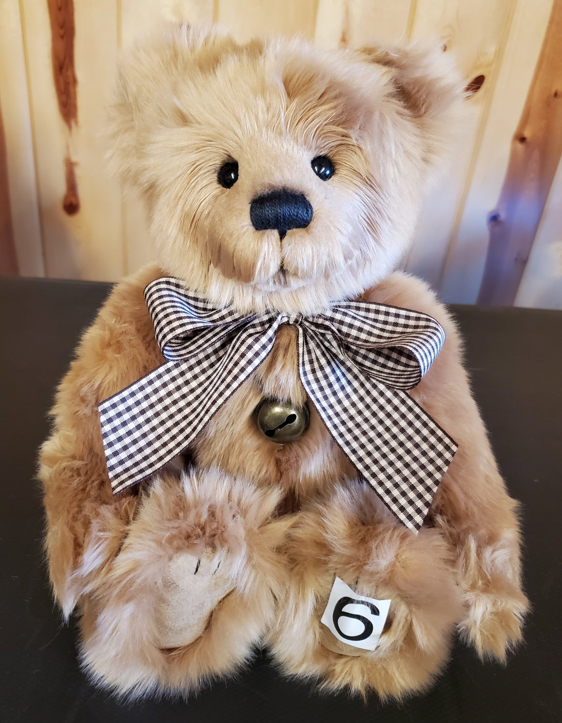 Bennett - 13 5" Plush Beige w/ Gingham Tie and Bell by Charlie Bears