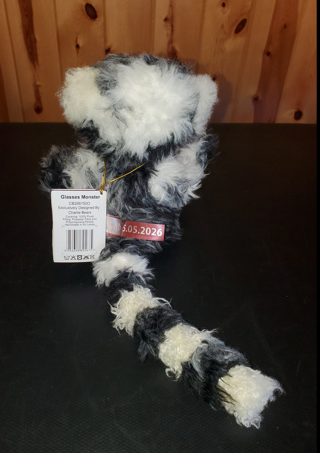 Glasses Monster - 11" Black, Grey, and White Plush from the Monsterology Series by Charlie Bears