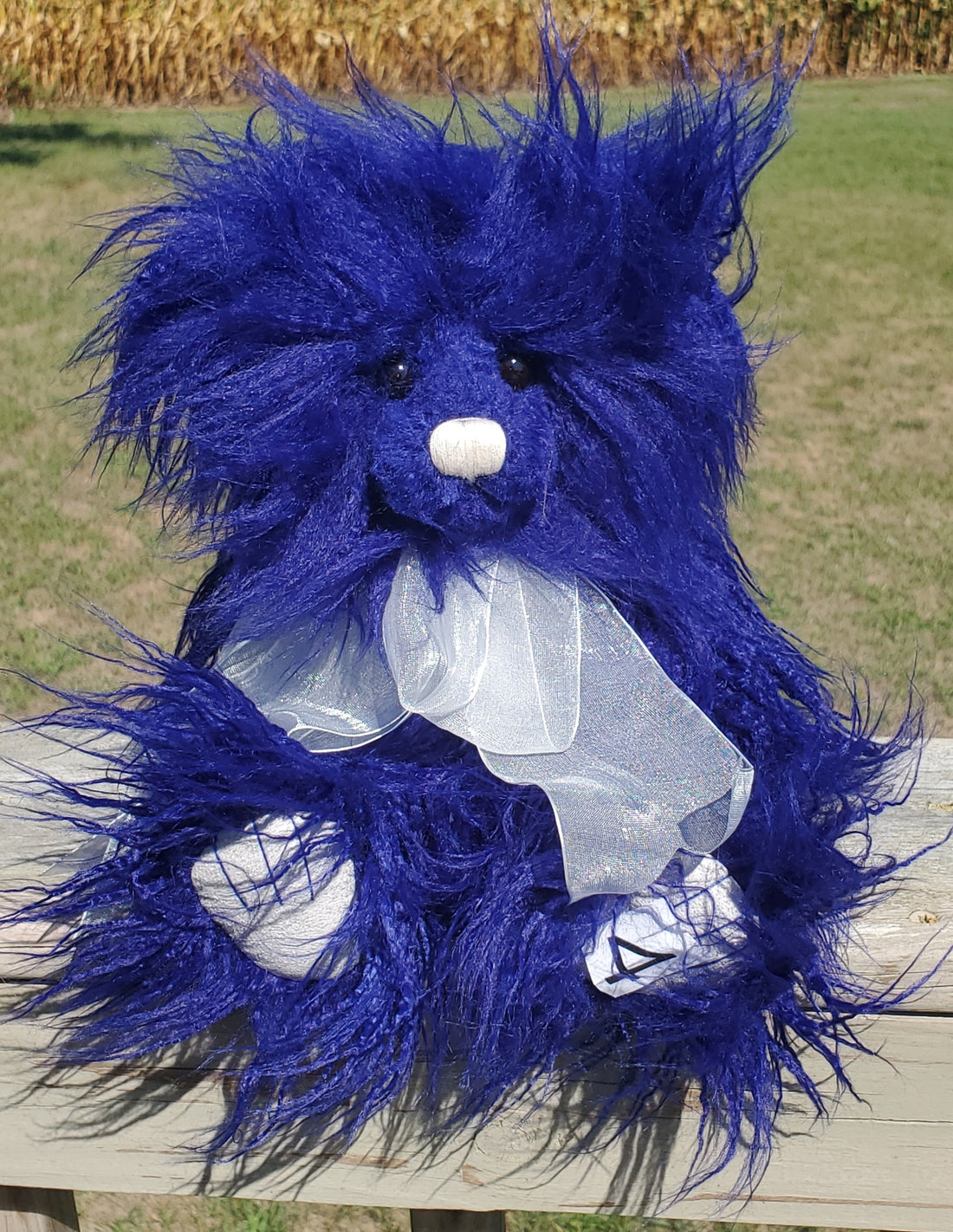 Fuzzbert - 13" Deep Blue Bear w/Wild Hair by Charlie Bears