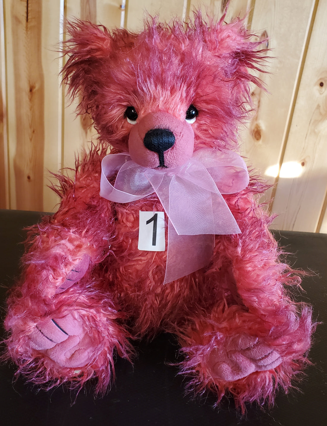 Toddle - 12.5" Hot Neon Pink Bear w/ Pink Bow - Poddle, Whizz's Sibling by Charlie Bears