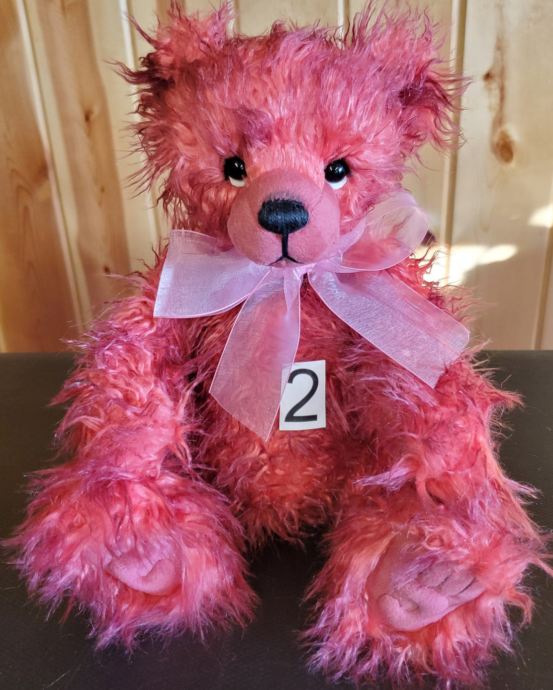 Toddle - 12.5" Hot Neon Pink Bear w/ Pink Bow - Poddle, Whizz's Sibling by Charlie Bears