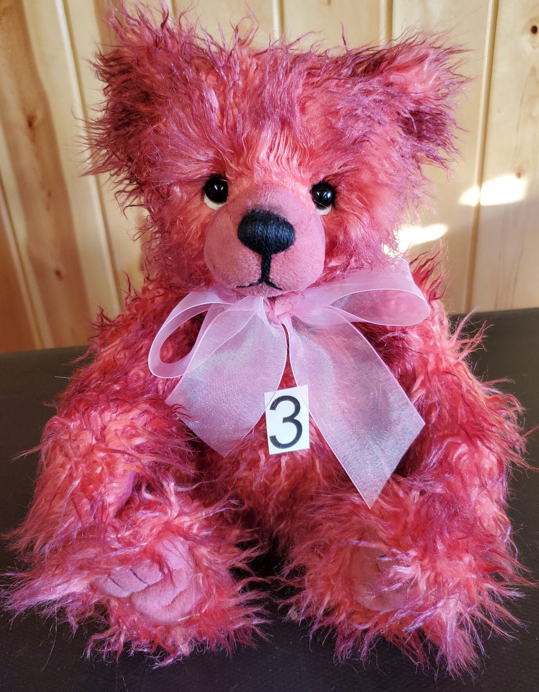 Toddle - 12.5" Hot Neon Pink Bear w/ Pink Bow - Poddle, Whizz's Sibling by Charlie Bears