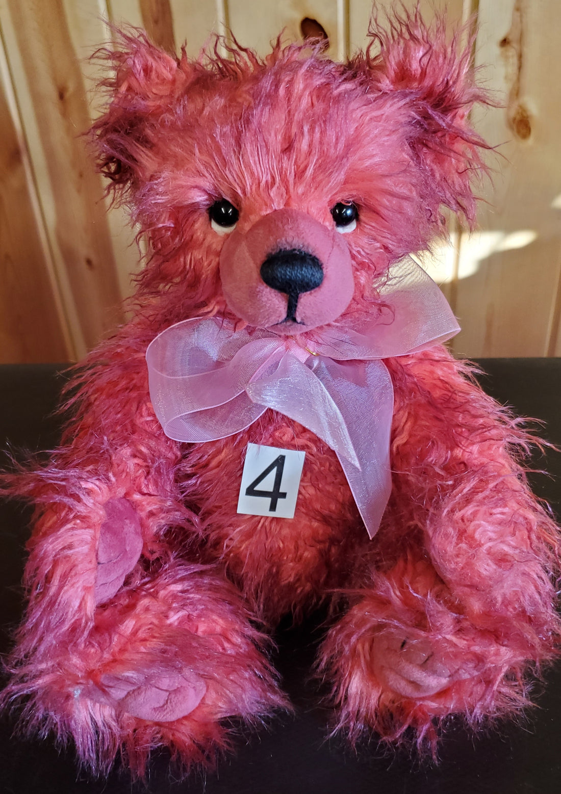 Toddle - 12.5" Hot Neon Pink Bear w/ Pink Bow - Poddle, Whizz's Sibling by Charlie Bears