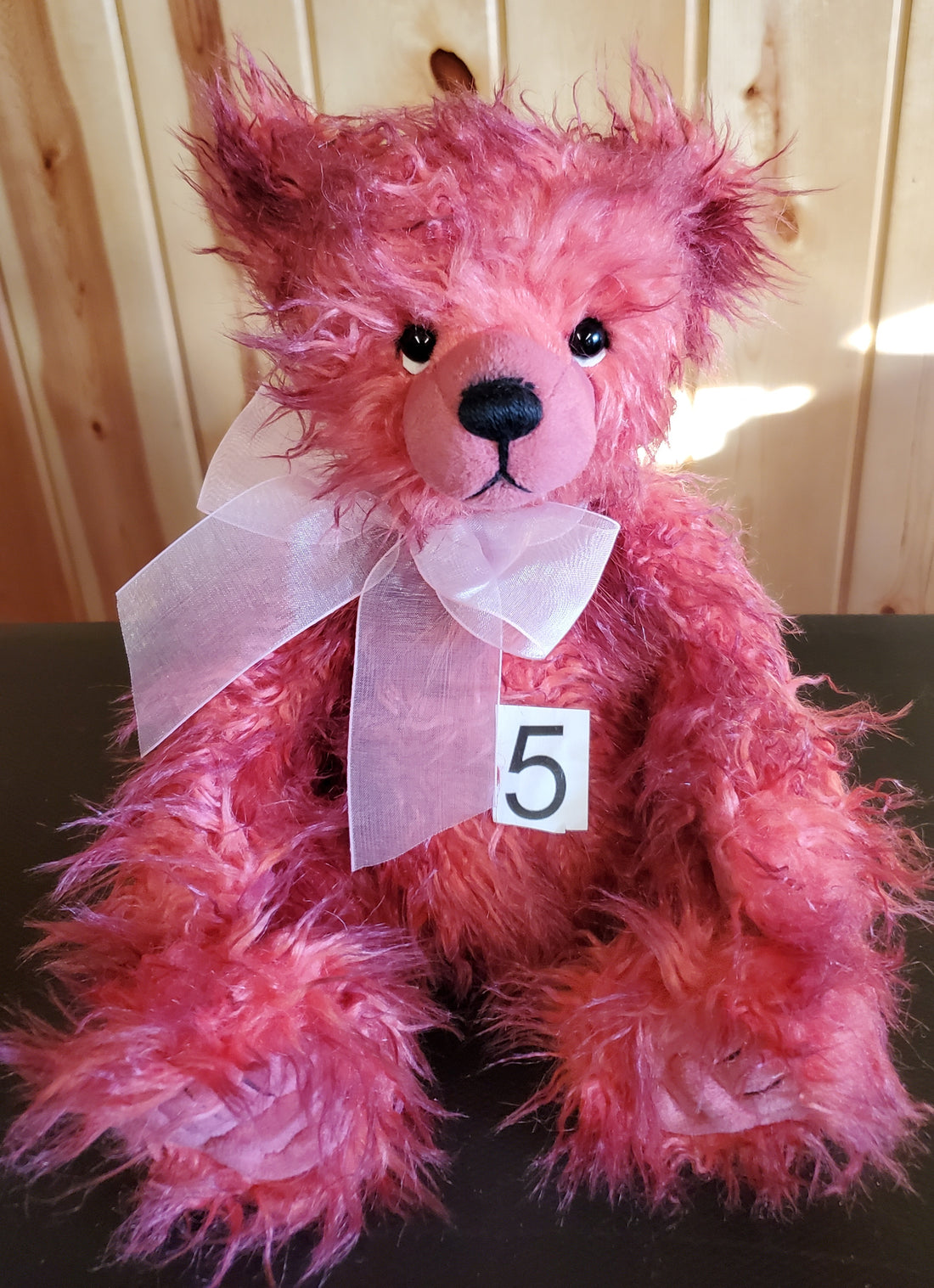 Toddle - 12.5" Hot Neon Pink Bear w/ Pink Bow - Poddle, Whizz's Sibling by Charlie Bears