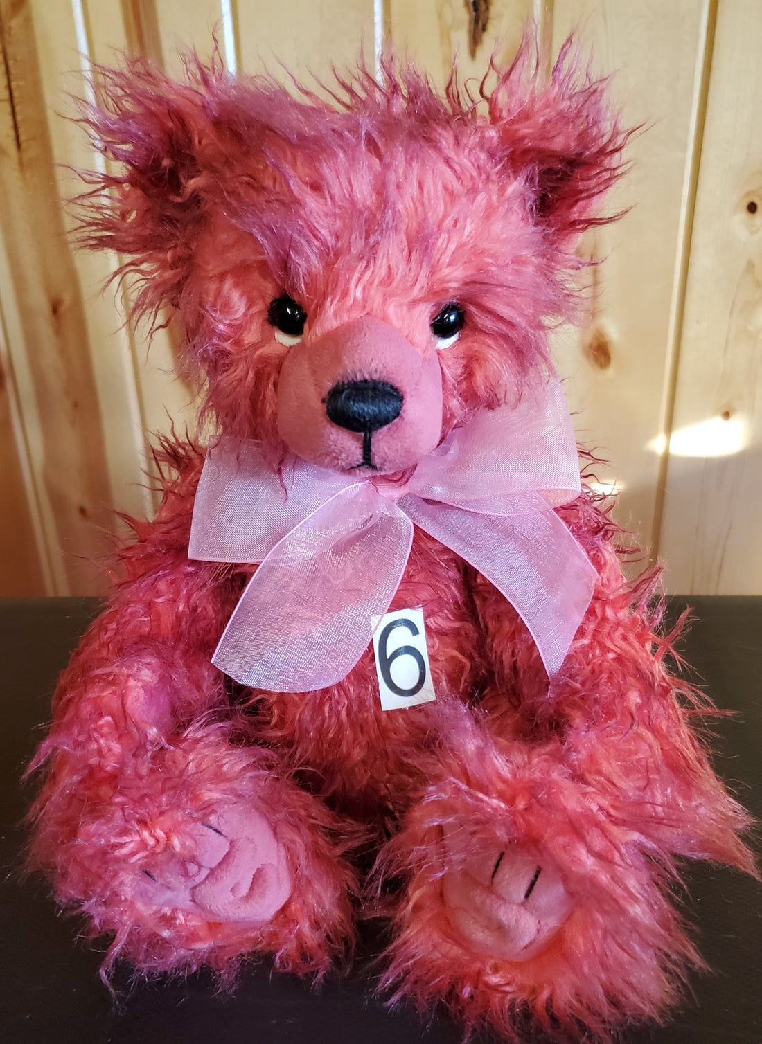 Toddle - 12.5" Hot Neon Pink Bear w/ Pink Bow - Poddle, Whizz's Sibling by Charlie Bears