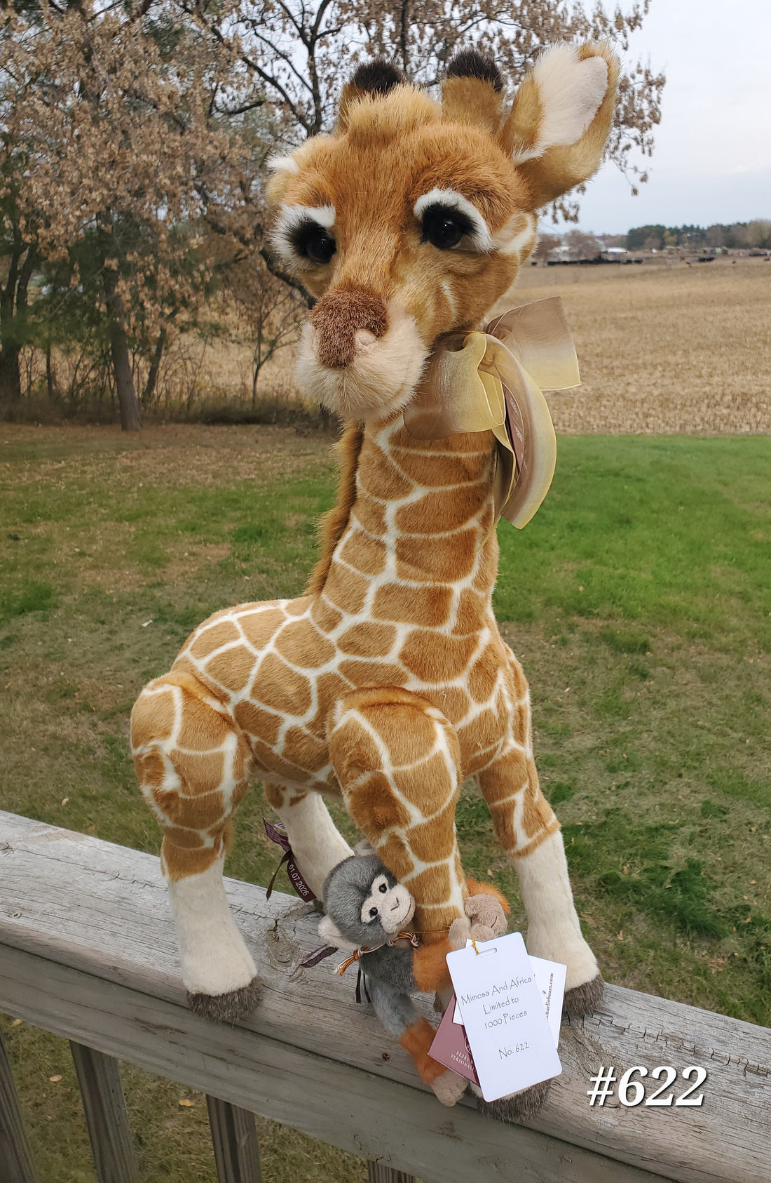 Mimosa & Africa - 25.5" Giraffe and 8" Monkey by Charlie Bears