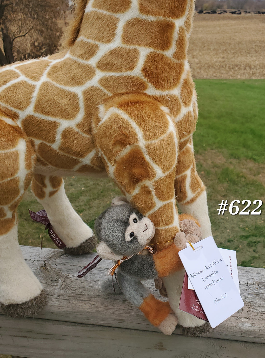 Mimosa & Africa - 25.5" Giraffe and 8" Monkey by Charlie Bears