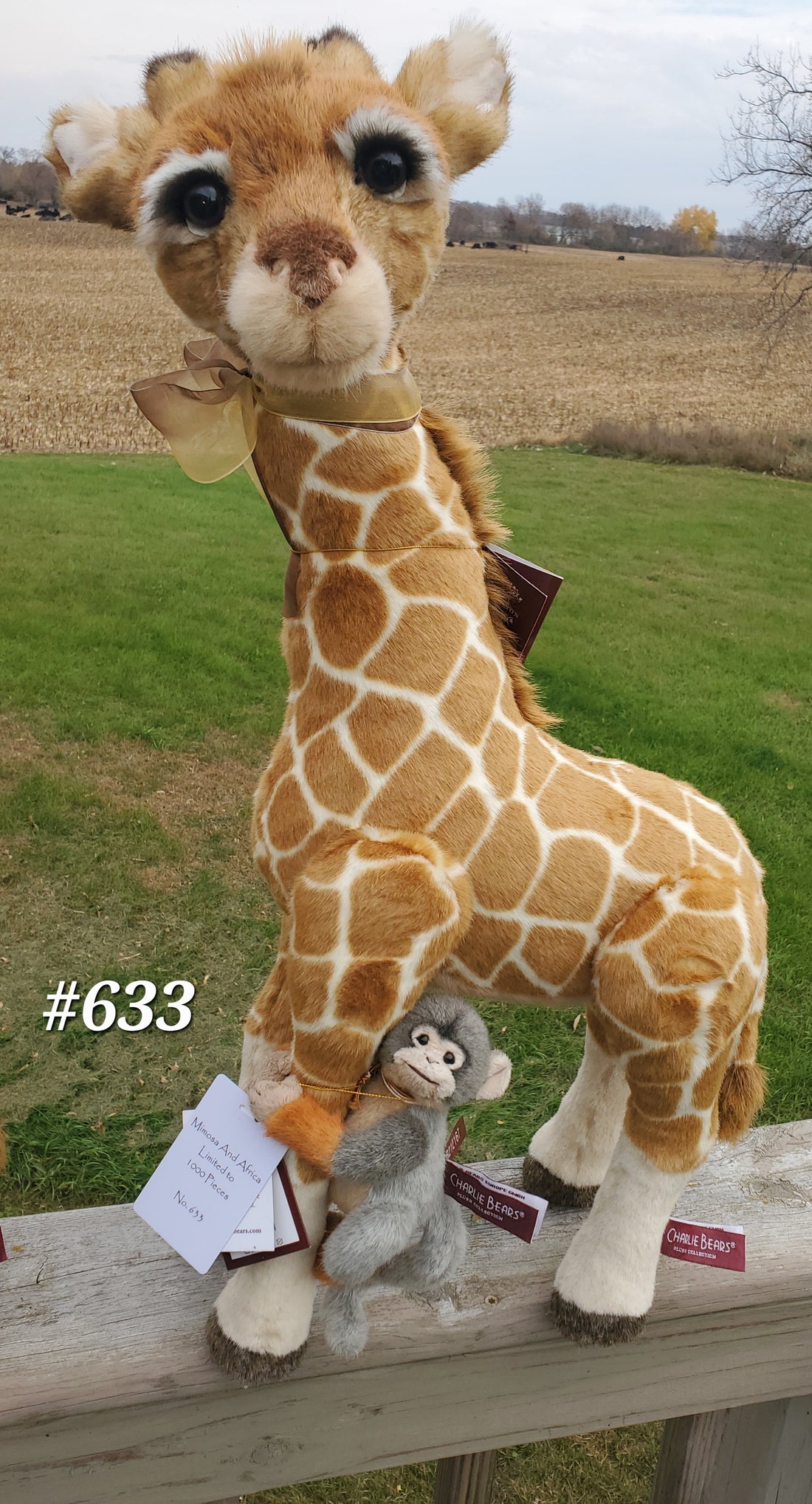 Mimosa & Africa - 25.5" Giraffe and 8" Monkey by Charlie Bears