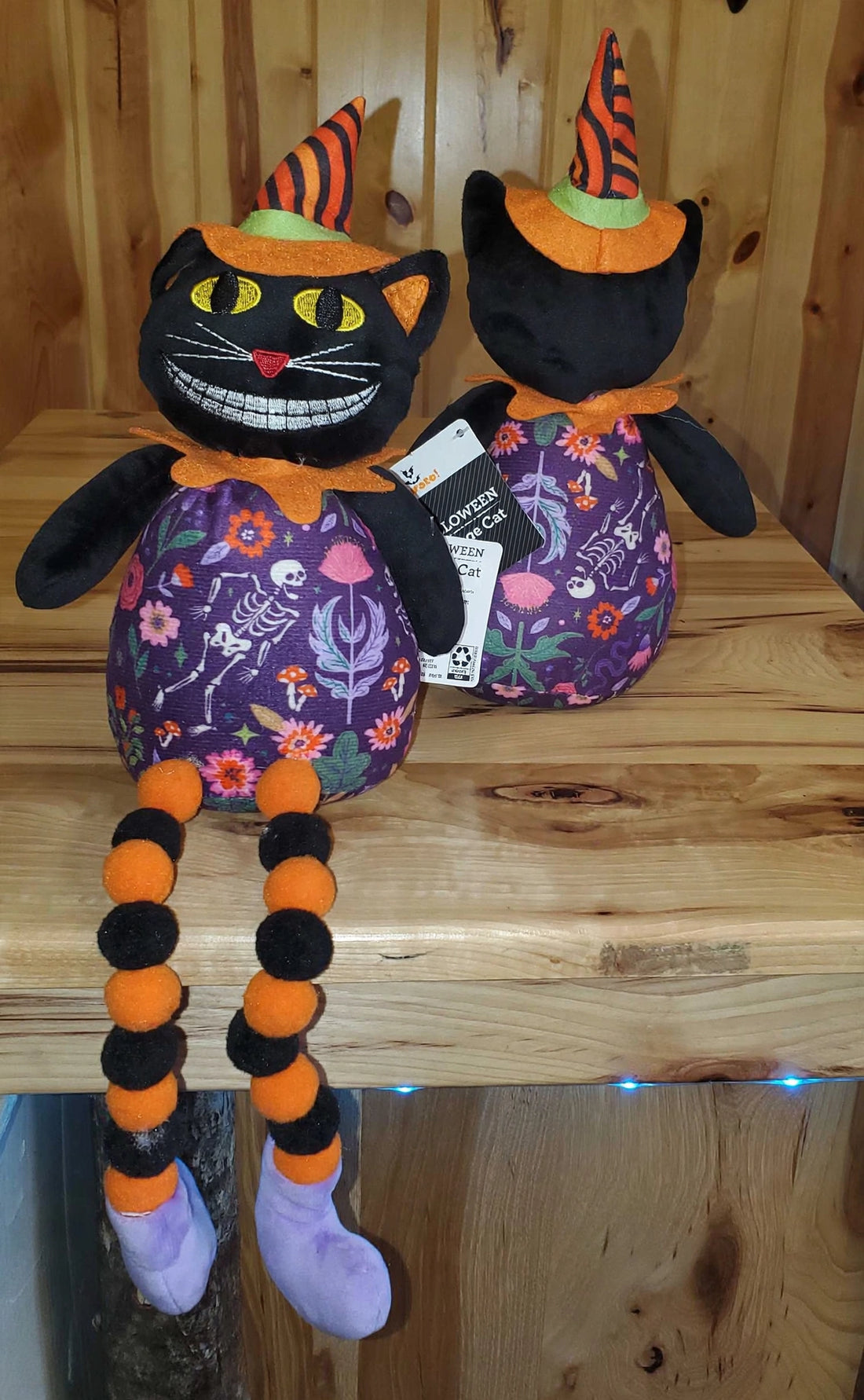 Halloween 17.5" Black Cat Plush w/Dangling Legs